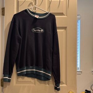Supreme Navy Crewneck with Teal and White Trim